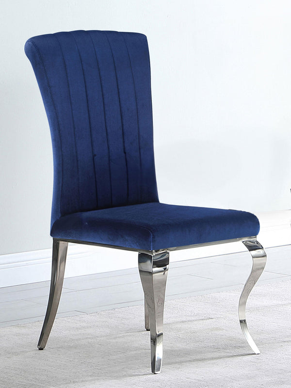 Betty Upholstered Side Chairs Ink Blue and Chrome (Set of 4) image