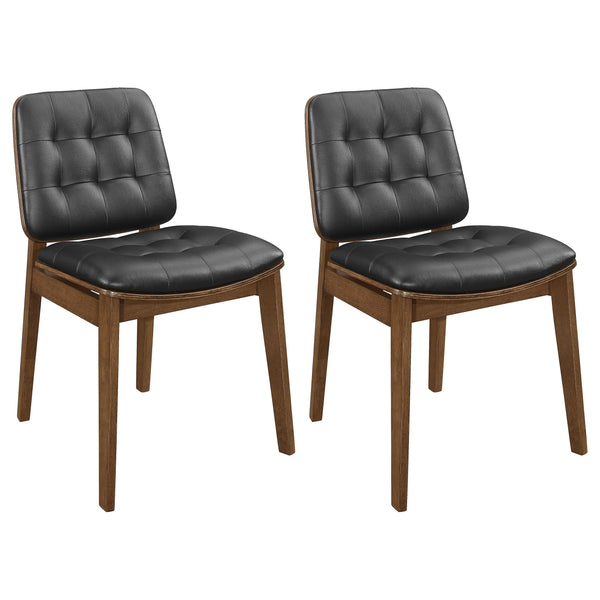 Redbridge Tufted Back Side Chairs Natural Walnut and Black (Set of 2) image