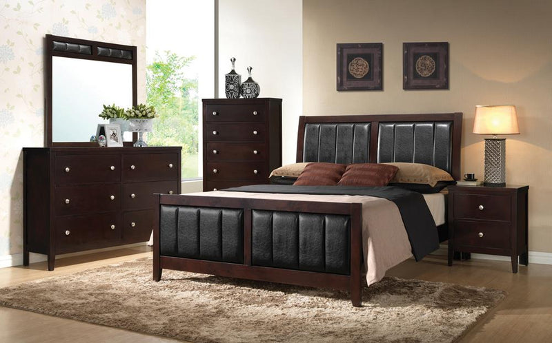 Carlton Upholstered Bedroom Set Cappuccino and Black - Plush Home Furniture (CA) 