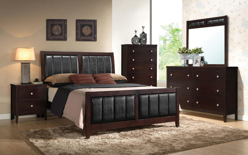 Carlton Upholstered Bedroom Set Cappuccino and Black - Plush Home Furniture (CA) 