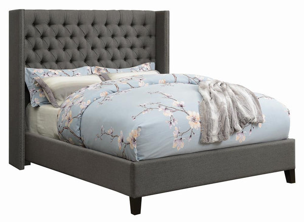 Bancroft Demi-wing Upholstered Eastern King Bed Grey image