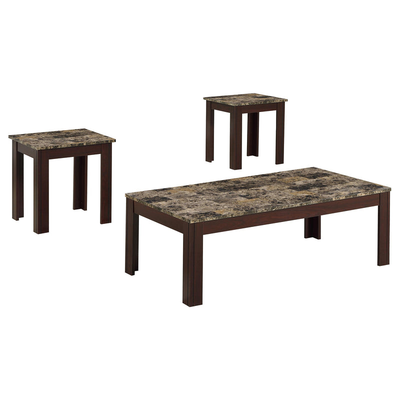 Rhodes 3-piece Faux Marble Top Occasional Set Brown image