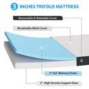 Hollyhock 3" Twin-XL Tri-Fold Memory Foam Topper