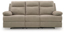Side-Swipe Reclining Sofa with Drop Down Table
