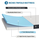 Hollyhock 3" Twin-XL Tri-Fold Memory Foam Topper