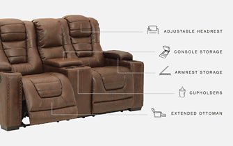 Owner's Box Power Reclining Loveseat with Console - Plush Home Furniture (CA) 