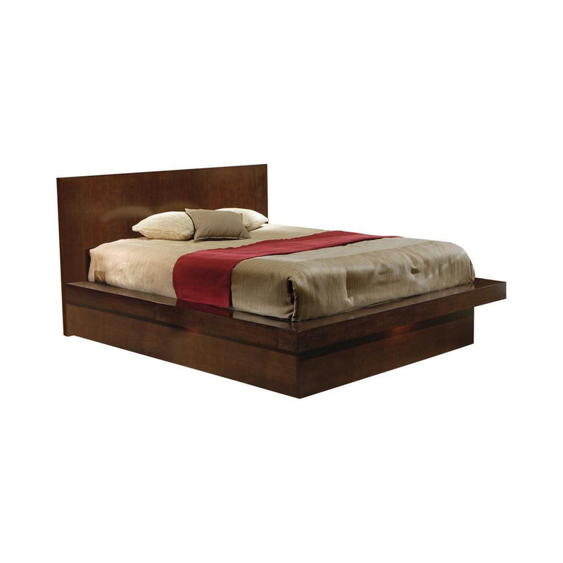 Jessica Queen Platform Bed with Rail Seating Cappuccino - Plush Home Furniture (CA) 