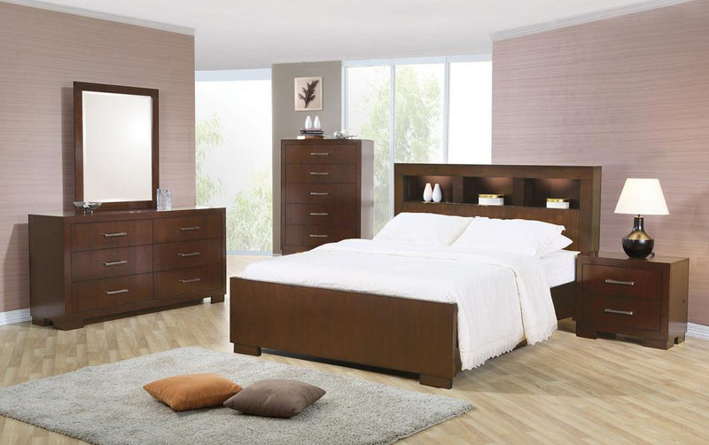 Jessica Queen Bed with Storage Headboard Cappuccino - Plush Home Furniture (CA) 