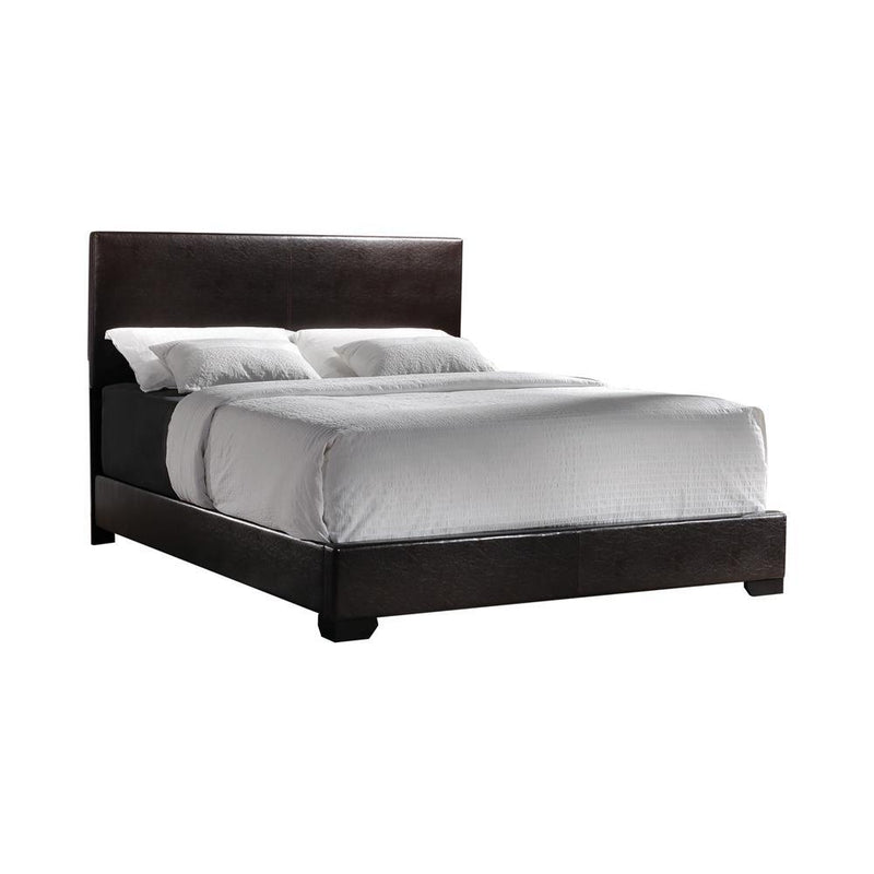 Conner Queen Upholstered Panel Bed Black and Dark Brown - Plush Home Furniture (CA) 