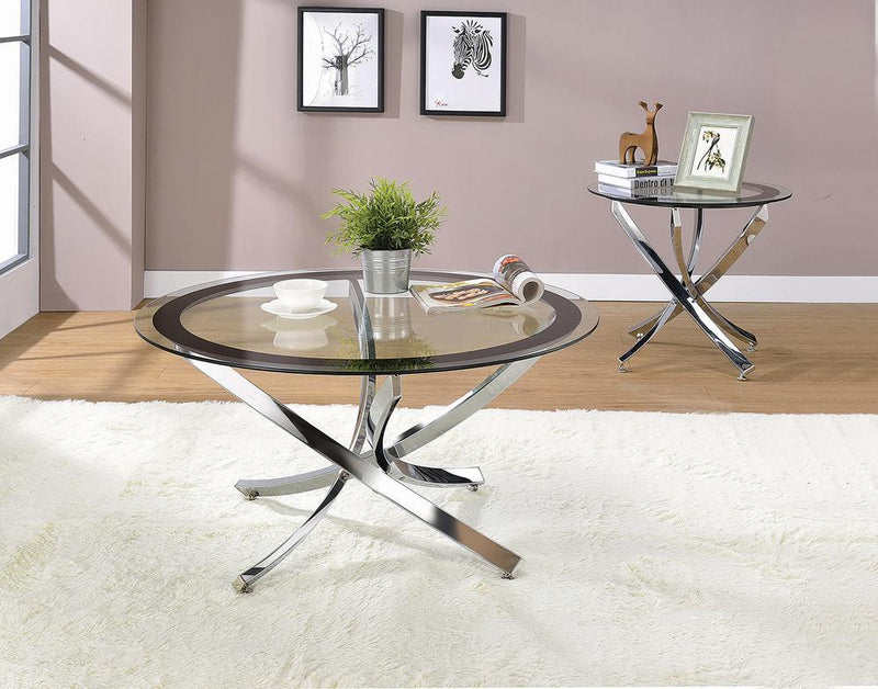 Brooke Glass Top Coffee Table Chrome and Black