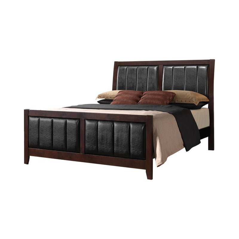 Carlton Eastern King Upholstered Bed Cappuccino and Black - Plush Home Furniture (CA) 