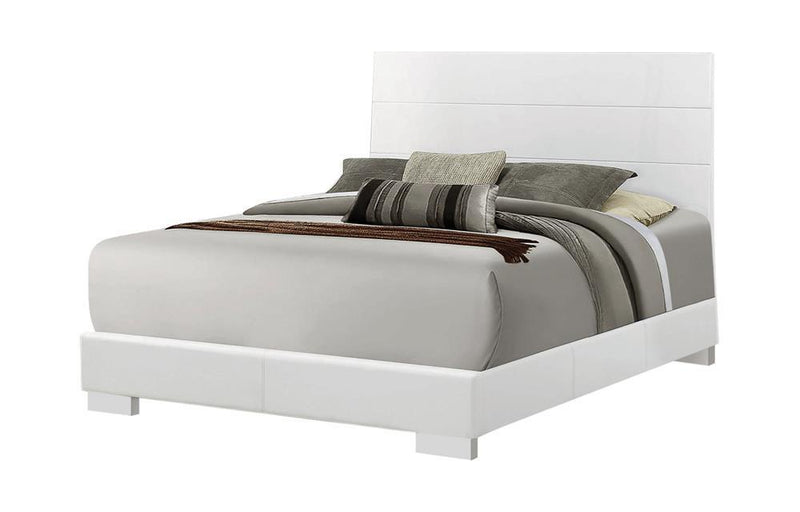 Felicity Eastern King Panel Bed Glossy White - Plush Home Furniture (CA) 
