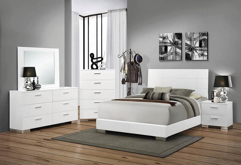 Felicity California King Panel Bed Glossy White - Plush Home Furniture (CA) 