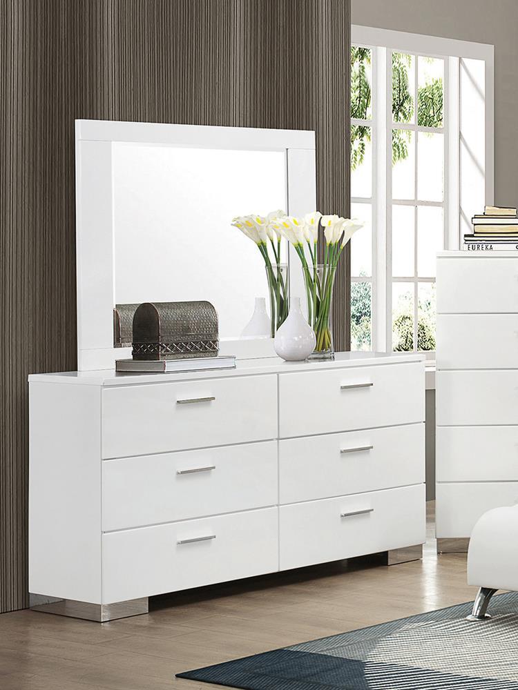 Felicity Rectangle Dresser Mirror Glossy White - Plush Home Furniture (CA) 