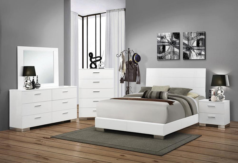 Felicity 2-drawer Nightstand Glossy White - Plush Home Furniture (CA) 