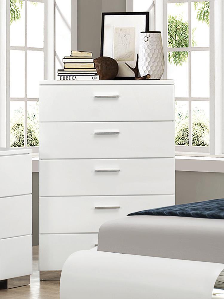 Felicity 5-drawer Chest Glossy White - Plush Home Furniture (CA) 