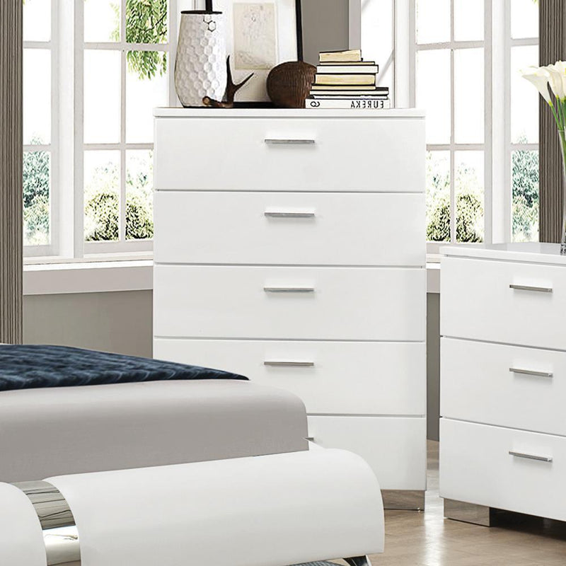 Felicity 5-drawer Chest Glossy White - Plush Home Furniture (CA) 