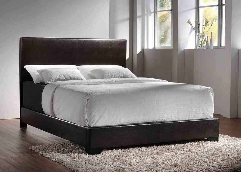 Conner Full Upholstered Panel Bed Dark Brown - Plush Home Furniture (CA) 
