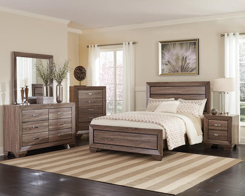 Kauffman Queen Panel Bed Washed Taupe - Plush Home Furniture (CA) 