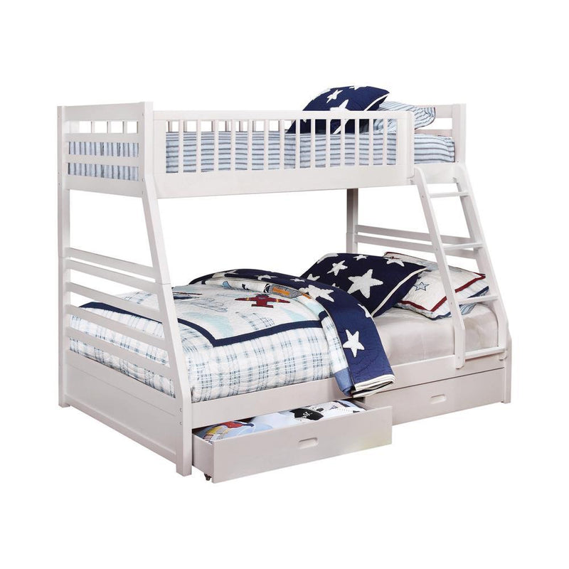 Ashton Twin Over Full 2-drawer Bunk Bed White - Plush Home Furniture (CA) 