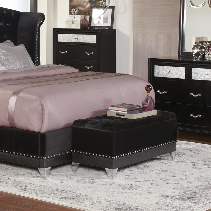 Barzini Tufted Rectangular Trunk with Nailhead Black - Plush Home Furniture (CA) 
