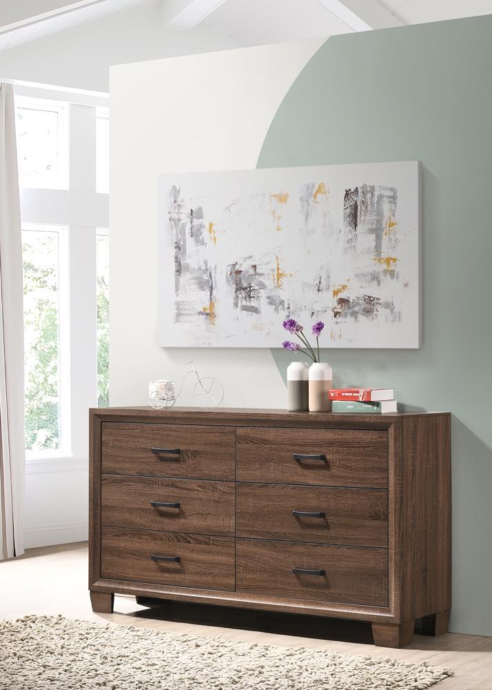 Brandon 6-drawer Dresser Medium Warm Brown - Plush Home Furniture (CA) 