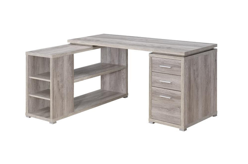 Yvette L-shape Office Desk Grey Driftwood - Plush Home Furniture (CA) 