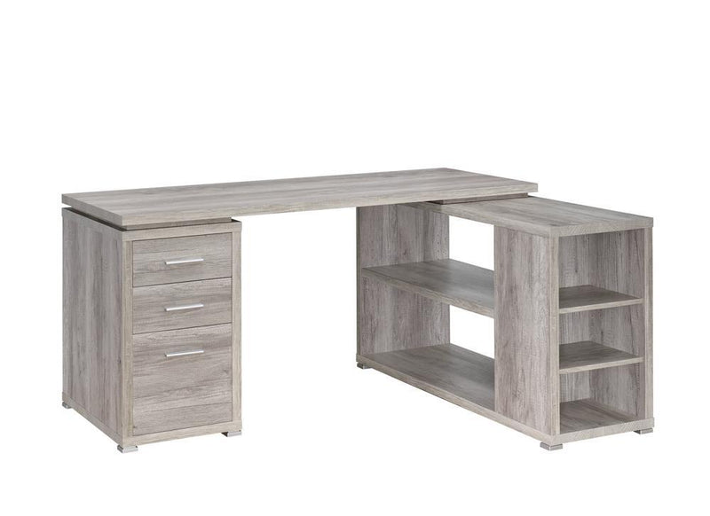 Yvette L-shape Office Desk Grey Driftwood - Plush Home Furniture (CA) 