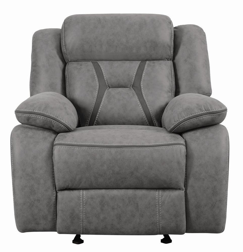 Higgins Overstuffed Upholstered Glider Recliner Grey - Plush Home Furniture (CA) 