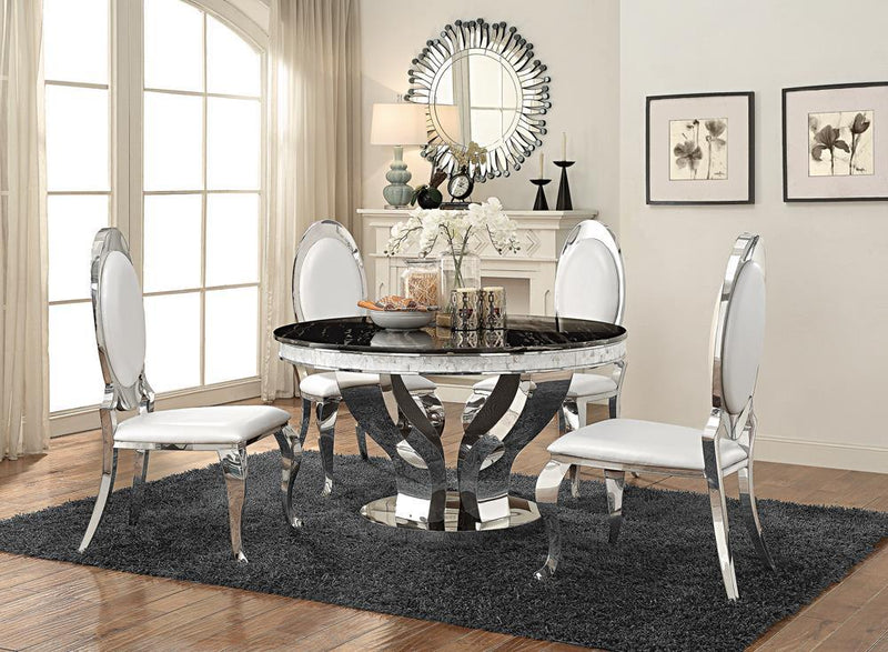 Anchorage Round Dining Table Chrome and Black - Plush Home Furniture (CA) 