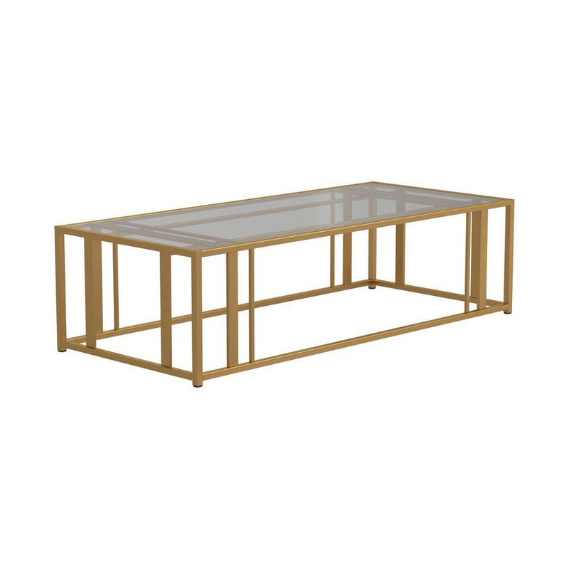 Adri Metal Frame Coffee Table Matte Brass - Plush Home Furniture (CA) 