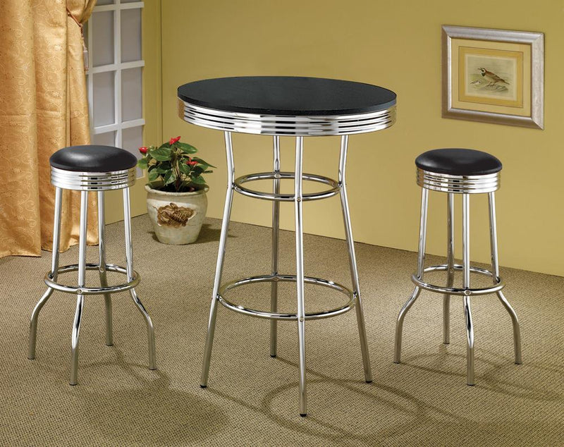 Theodore Round Bar Table Black and Chrome