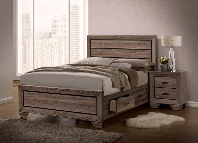 Kauffman Eastern King Panel Bed Washed Taupe - Plush Home Furniture (CA) 