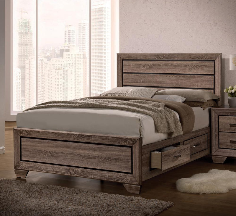 Kauffman Queen Panel Bed Washed Taupe - Plush Home Furniture (CA) 