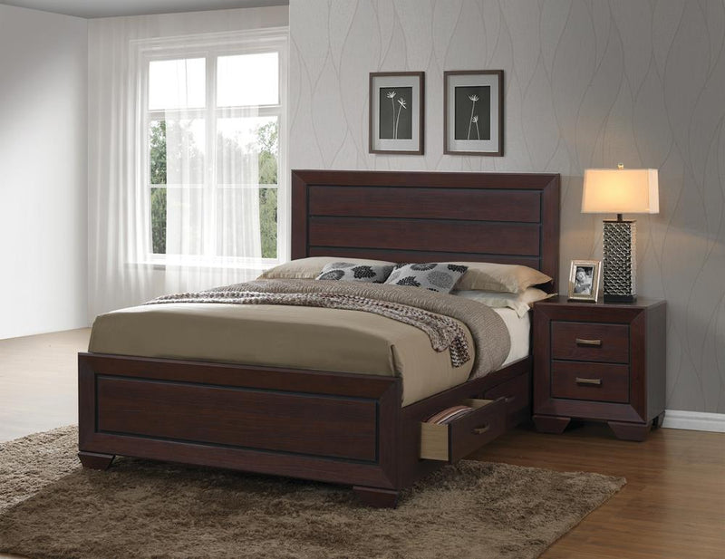 Kauffman Eastern King Storage Bed Dark Cocoa - Plush Home Furniture (CA) 