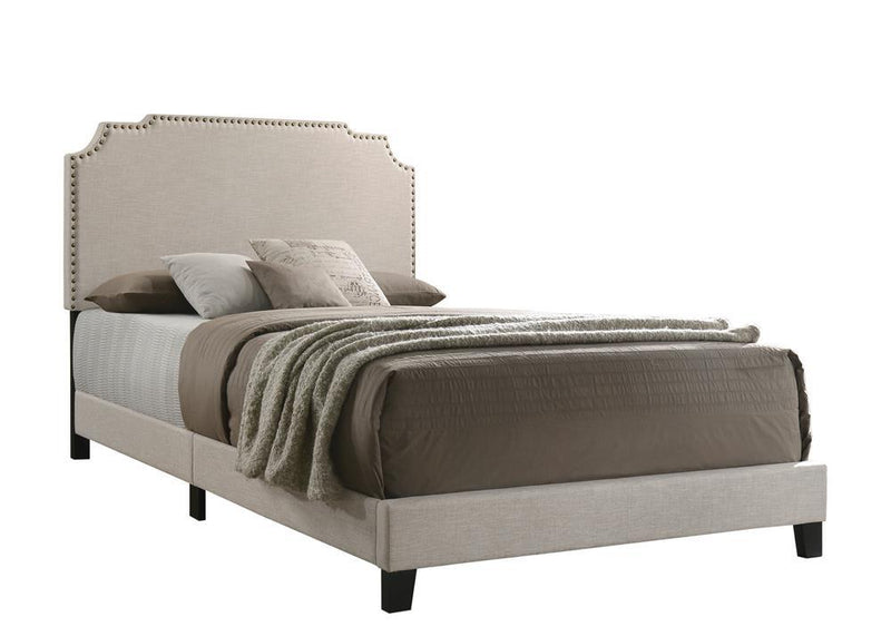 Tamarac Upholstered Nailhead Queen Bed Beige - Plush Home Furniture (CA) 