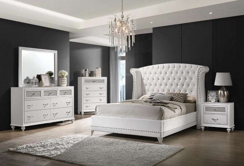 Barzini Queen Wingback Tufted Bed White - Plush Home Furniture (CA) 