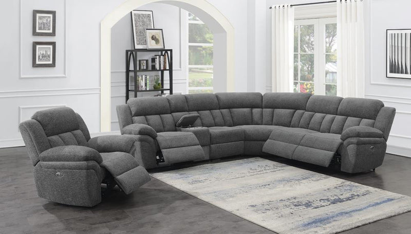 Bahrain 6-piece Upholstered Power Sectional Charcoal - Plush Home Furniture (CA) 