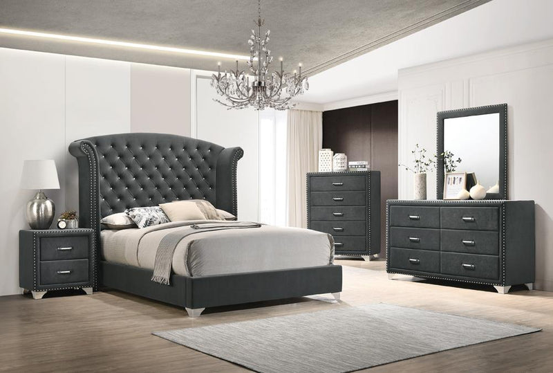 Melody Rectangular Upholstered Dresser Mirror Grey - Plush Home Furniture (CA) 
