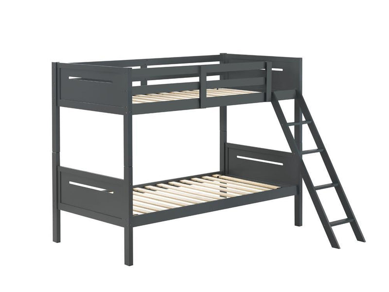 Littleton Twin Over Twin Bunk Bed Grey - Plush Home Furniture (CA) 
