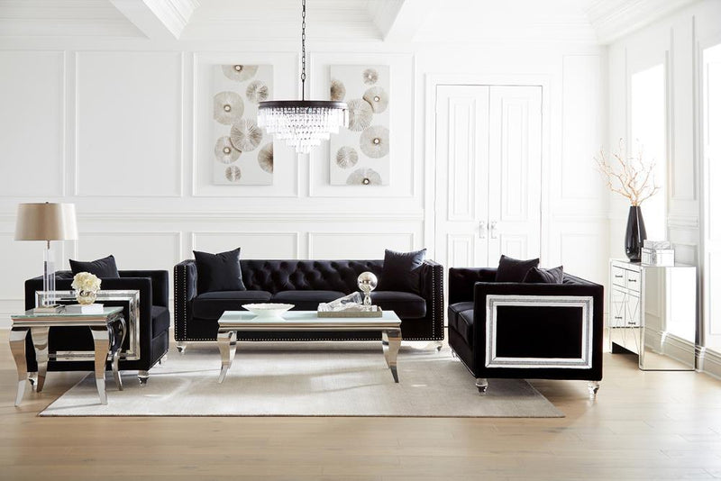 Luna Rectangle Coffee Table White and Chrome - Plush Home Furniture (CA) 