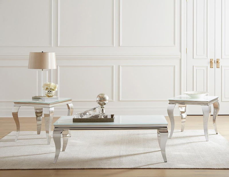 Luna Rectangle Coffee Table White and Chrome - Plush Home Furniture (CA) 